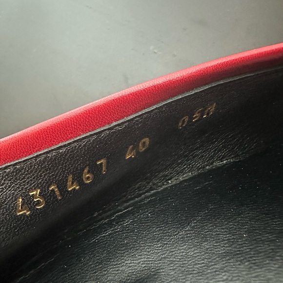 Gucci Red Velvet Horsebit Loafers with Gold Accents - Picture 6 of 7